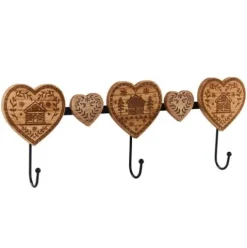 Perchero de Pared Corazón 3 Ganchos Natural