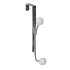 Perchero Metal 2 Ganchos – Cromo/Blanco