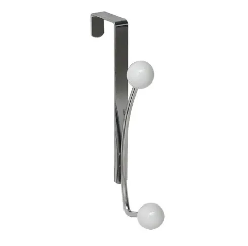Perchero Metal 2 Ganchos – Cromo/Blanco