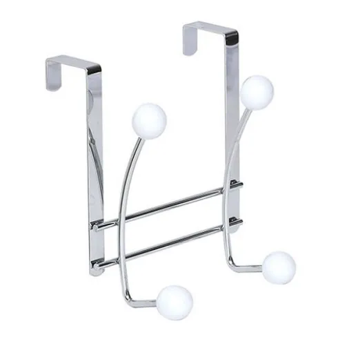 Perchero Metal 4 Ganchos – Cromo/Blanco