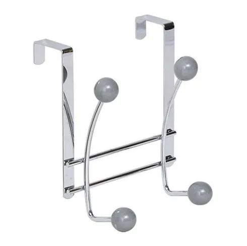 Perchero Metal 4 Ganchos – Cromo/Gris
