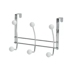 Perchero Metal 6 Ganchos – Cromo/Blanco