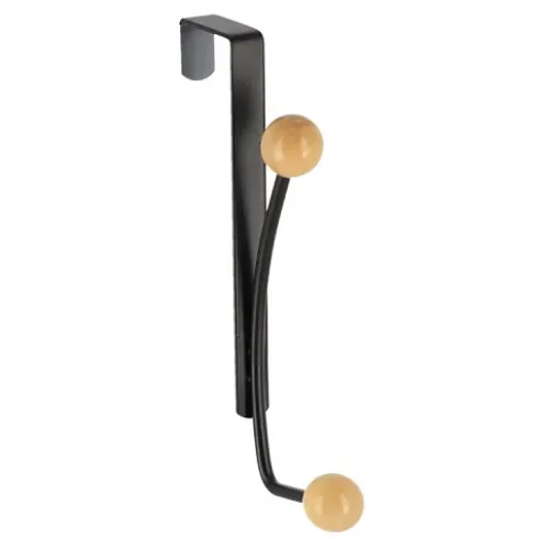 Perchero Metal 2 Ganchos – Negro/Madera