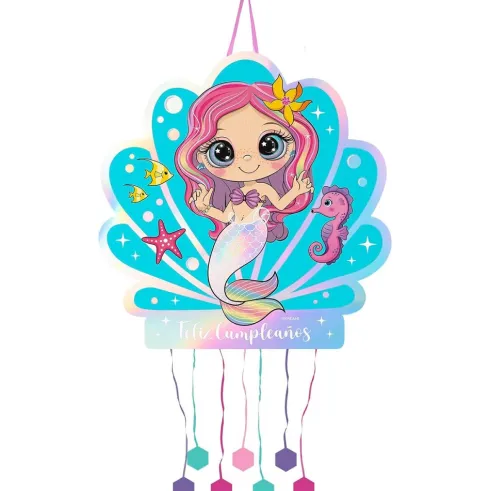 Piñata Plegable Sirena Iridiscente