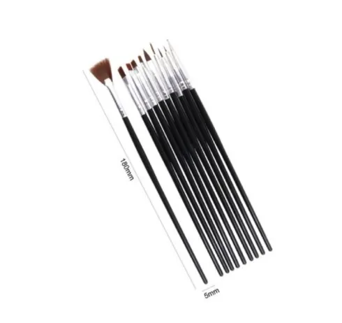 Pinceles Para Arte De Uñas Negro 10pcs