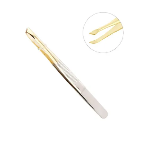 Pinza Cejas Oblicuo Dorado 84mm