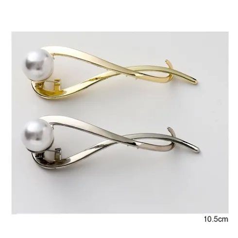 Pinza Para Cabello Metal Con Perla