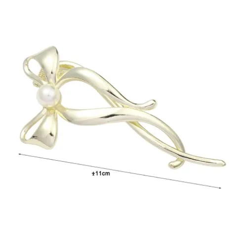 Pinza Para Cabello Metal Lazo Con Perla 11cm