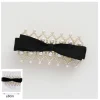 Pinza Para Cabello Metal Lazo Negro y Perlas