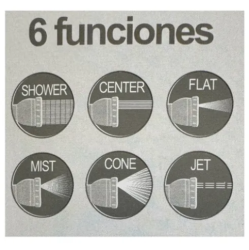 Pistola de Agua Pulverizadora Ajustable 6 Funciones