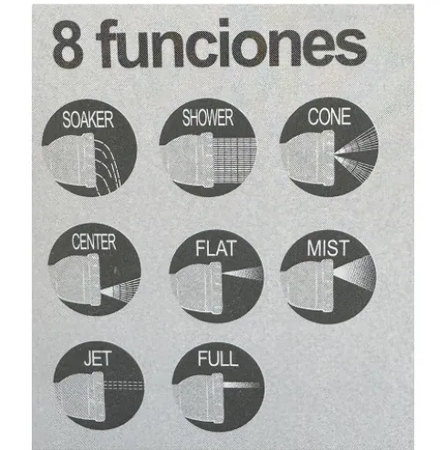 Pistola de Agua Pulverizadora Ajustable 8 Funciones