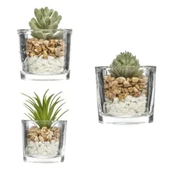 Planta Artificial con Maceta Cristal 10cm Surtidos