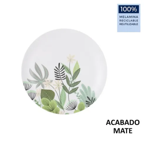 Plato Postre 20cm Flora Melamina Mate La Med