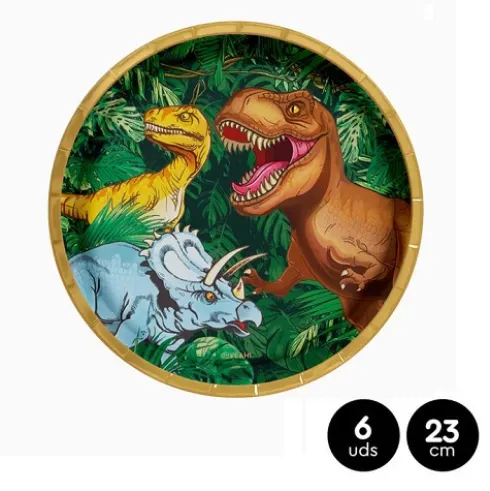 Platos Cartón Dino 23cm