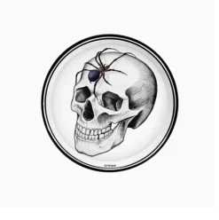 Platos Cartón Halloween Cráneo Bicho 17cm