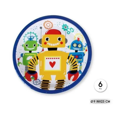 Platos Cartón Robot 23cm