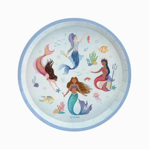 Platos Cartón Sirena Mermaid 23cm