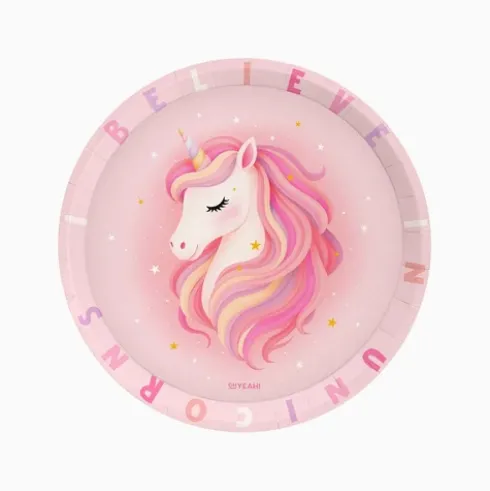 Platos Cartón Unicornio Baby 23cm