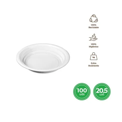 Platos Hondo Redondo Reutilizable Blanco Ø20,5CM