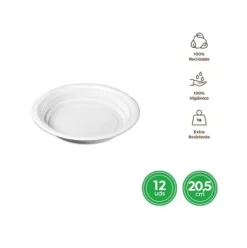 Platos Hondo Redondo Reutilizable Blanco Ø20,5CM