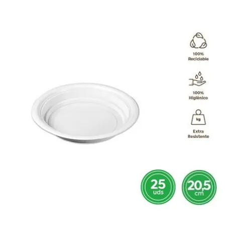 Platos Hondo Redondo Reutilizable Blanco Ø20,5CM
