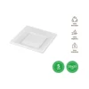 Platos Llano Cuadrado Reutilizable Blanco 23X23CM