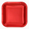 Platos Llano Cuadrado Rojo Metalizado 18cm