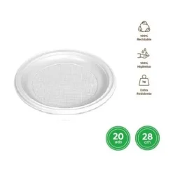 Platos Llano Redondo Pizza Reutilizable Blanco Ø28CM