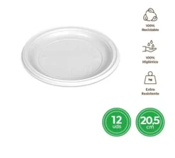 Platos Llano Redondo Reutilizable Blanco Ø20,5CM