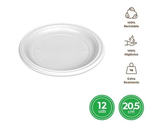 Platos Llano Redondo Reutilizable Blanco Ø20,5CM