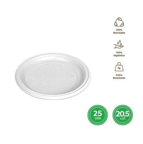 Platos Llano Redondo Reutilizable Blanco Ø20,5CM