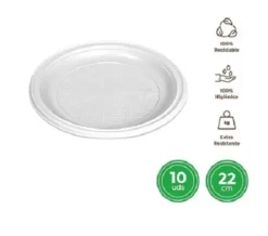 Platos Llano Redondo Reutilizable Blanco Ø22CM