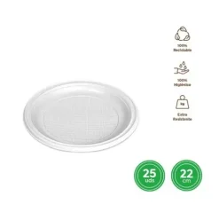 Platos Llano Redondo Reutilizable Blanco Ø22CM