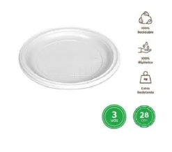 Platos Llano Redondo Reutilizable Blanco Ø28cm