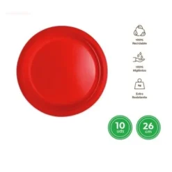 Platos Llano Redondo Reutilizable Rojo Ø26CM