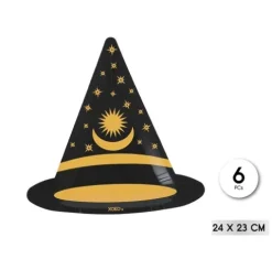 Platos Papel Sombrero Bruja 6pcs