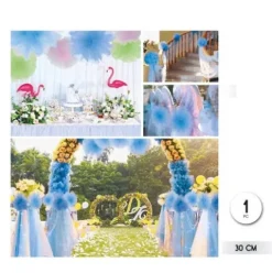 Pompón Decorativo Tul Azul 30cm