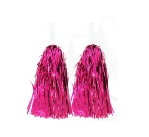Pompones Animadora Brillo Fucsia