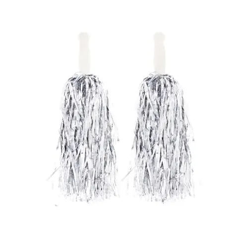 Pompones Animadora Brillo Plata