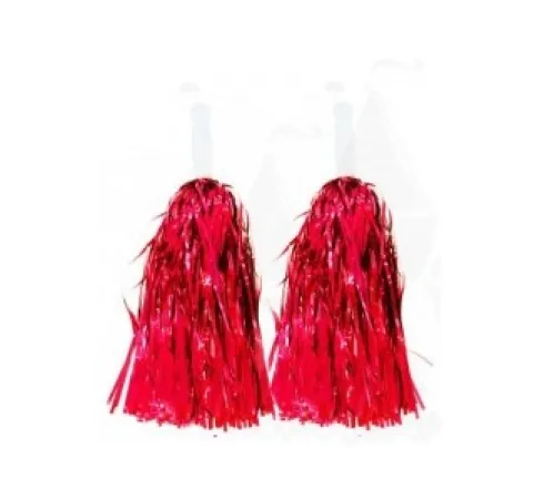 Pompones Animadora Brillo Rojo