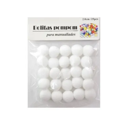 Pompones de Manualidad Blanco 2cm ±25pcs