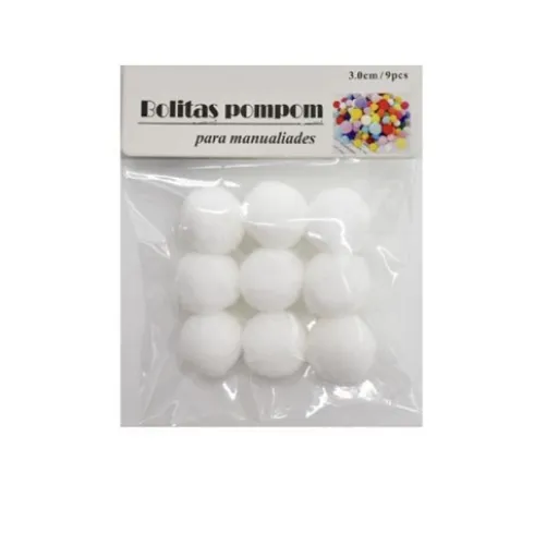 Pompones de Manualidad Blanco 3cm ±9pcs