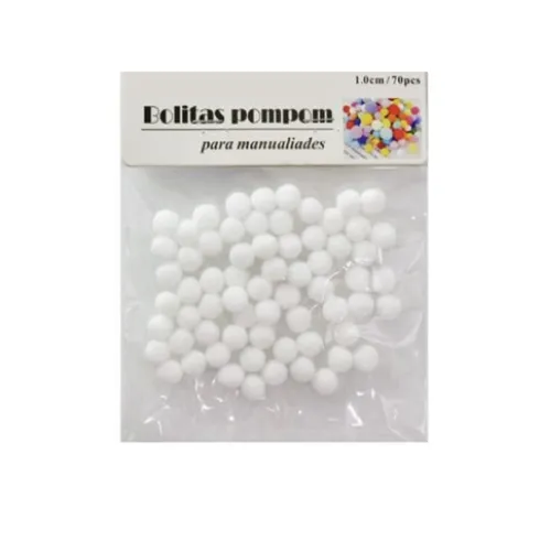 Pompones de Manualidad Blanco 1cm ±70pcs