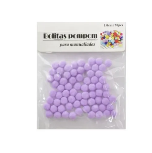 Pompones de Manualidad Lila 1cm ±70pcs