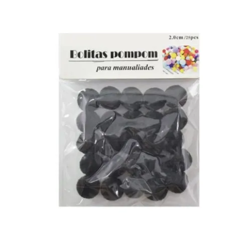 Pompones de Manualidad Negro 2cm ±25pcs