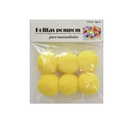 Pompones de Manualidad Negro 3.5cm ±6pcs