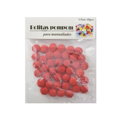 Pompones de Manualidad Rojo 1.5cm ±40pcs