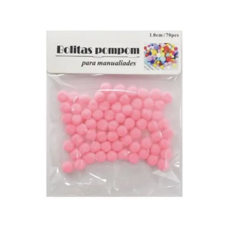 Pompones de Manualidad Rosado Amaranto 1cm ±70pcs
