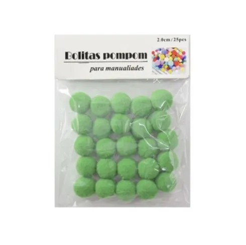 Pompones de Manualidad Verde 2cm ±25pcs
