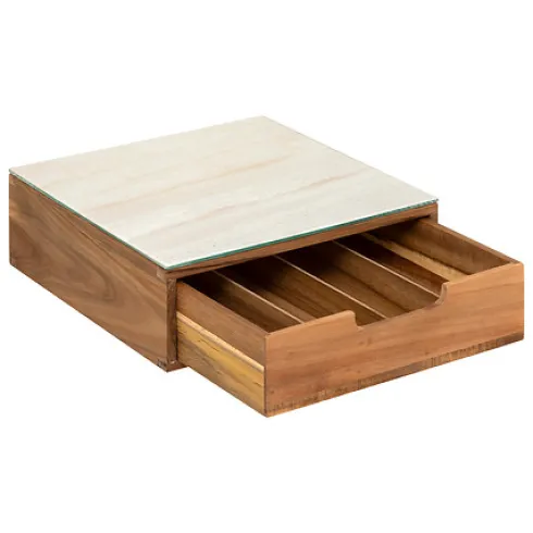 Portacápsulas con Cajón Acacia y Vidrio